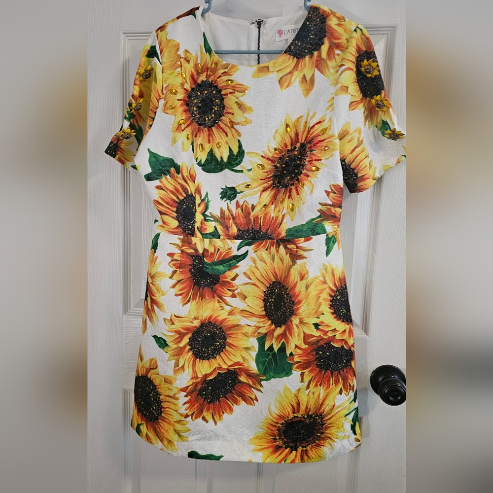 L'ATISTE by Amy New original with tags Dress Size L Gorgeous Sunflower  Details